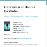 Recension Jennies boklista Leveransen av Hannes Lyckholm